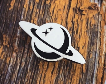 Retro Planet with Rings Enamel Pin