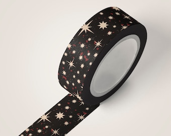 Peppermint Stars Washi Tape - Scrapbooking Washi Tape - 10m Full Roll of Washi Tape