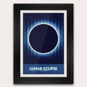 Eclipse lunar - Cartão postal ou pôster - Impressão artística da galáxia - Decoração para casa de viagem espacial - Astronomia da NASA - Impressão de arte déco futurista retrô