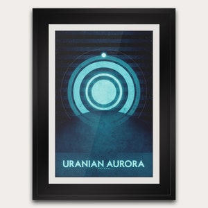 Aurora Uraniana - Cartão postal ou pôster - Impressão de arte da galáxia - Decoração para casa de viagem espacial - Astronomia da NASA - Impressão de arte déco futurista retrô