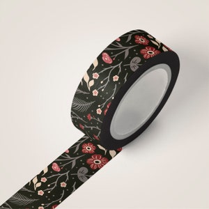 Ruban adhésif adhésif floral Dark Paradise, ruban adhésif pour scrapbooking, rouleau de 10 m