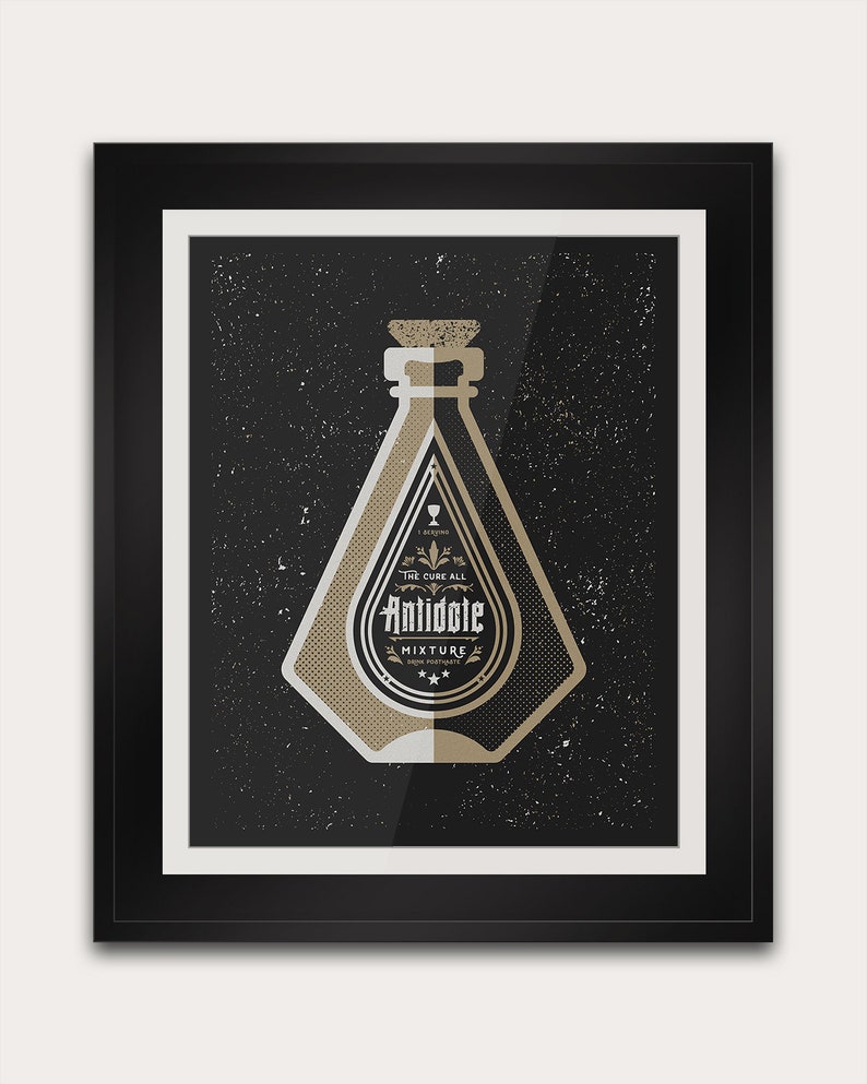 Antidote Bottle Art Print Magic Potion Handmade Modern Etsy