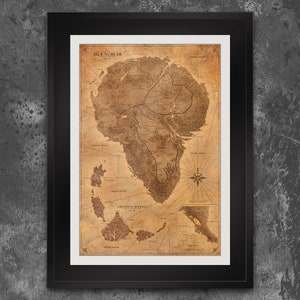 Jurassic Park Karte Poster Dinosaurier Dekor Isla Nublar Karte Die verlorene Welt Sepia Vintage Design ohne Rahmen Bild 1