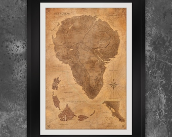 Jurassic Park Map Poster - Dinosaur Decor - Isla Nublar Map - The Lost World - Sepia Vintage Design - Frame not Included