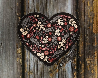 Dark Floral Heart - Matte Magnet