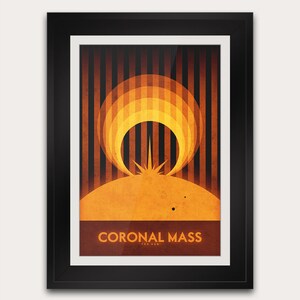 Éjection de masse coronale - carte postale ou affiche - impression d'art soleil - décoration d'intérieur voyage dans l'espace - astronomie de la NASA - impression art déco rétro futuriste