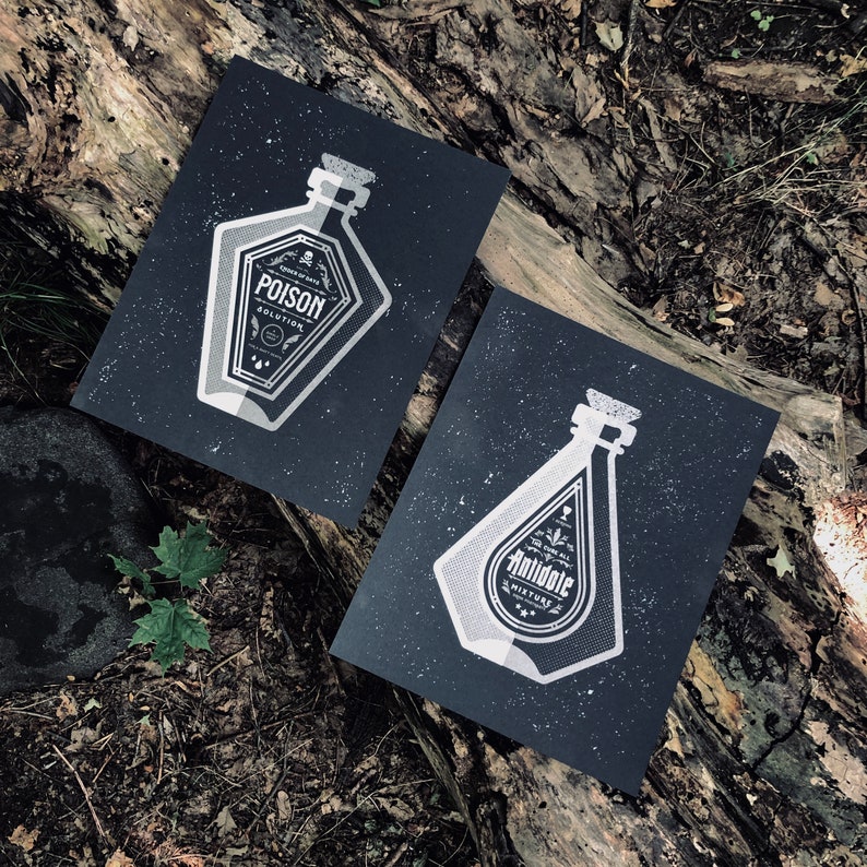 Antidote Bottle Art Print Magic Potion Handmade Modern Etsy