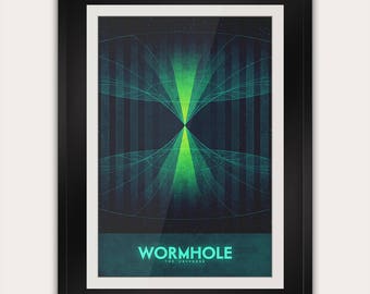 Wormgat - ansichtkaart of poster - Galaxy Art Print - Space Travel Home Decor - NASA Astronomy - retro futuristische art-decoprint