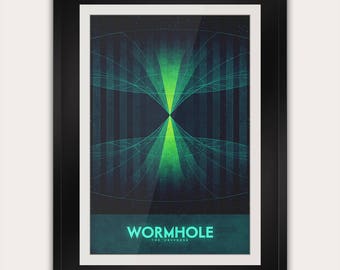 Wormhole - Postcard or Poster - Galaxy Art Print - Space Travel Home Decor - NASA Astronomy - Retro Futuristic Art Deco Print