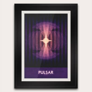 Pulsar - Stern - Raumfahrt Postkarte oder Poster - Büro Astronomie Art Deco Druck - Retro Nasa Wohnkultur - College Wohnung Wandkunst