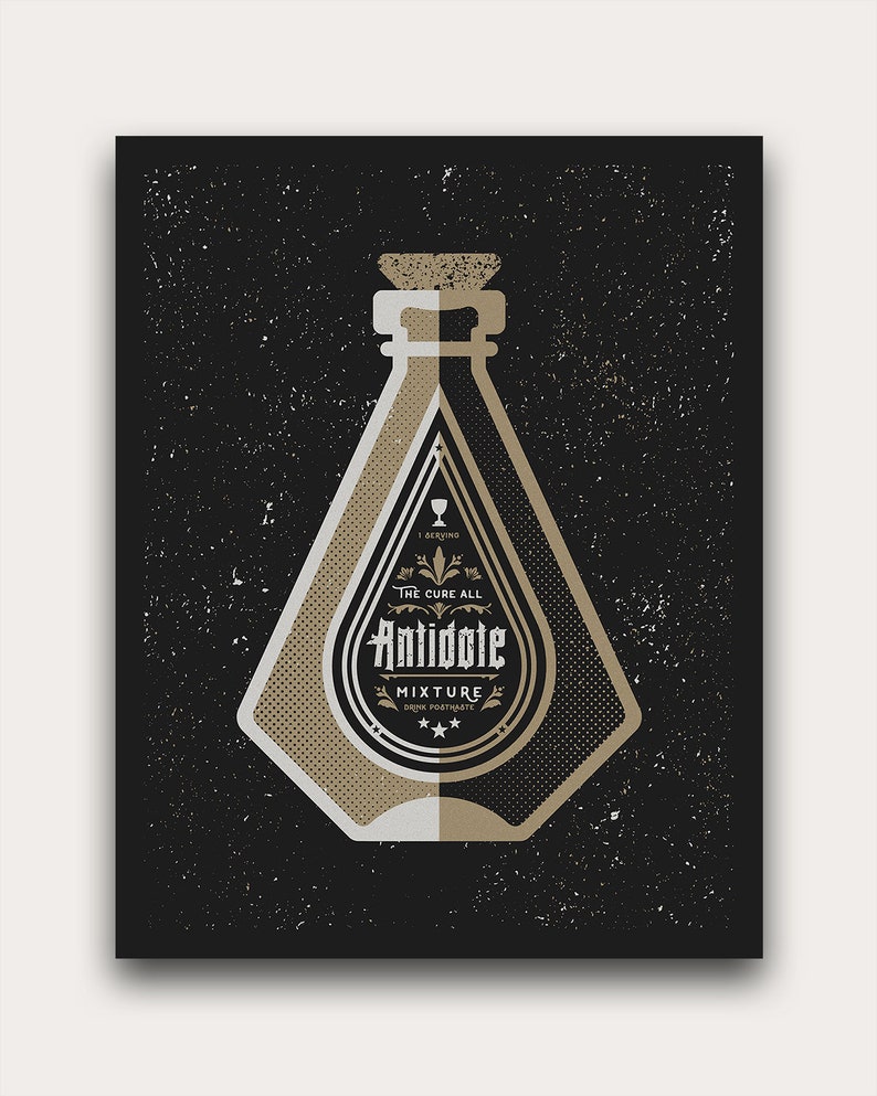 Antidote Bottle Art Print Magic Potion Handmade Modern Etsy