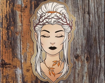 Royal Druid Woman Sticker - Spring Aesthetic