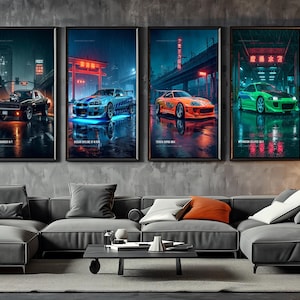 Street Racing Legends Poster Set of 4, Wall Art Digital Download, Supra Eclipse Skyline Charger Print Bundle, Car Enthusiast Gift Him image 13