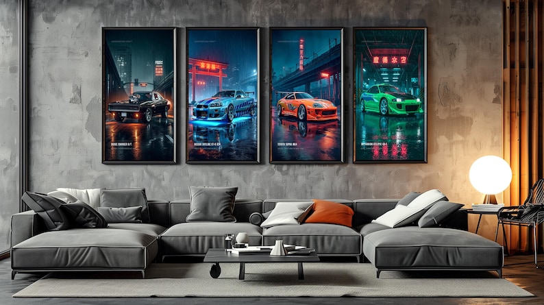 Street Racing Legends Poster Set of 4, Wall Art Digital Download, Supra Eclipse Skyline Charger Print Bundle, Car Enthusiast Gift Him image 13