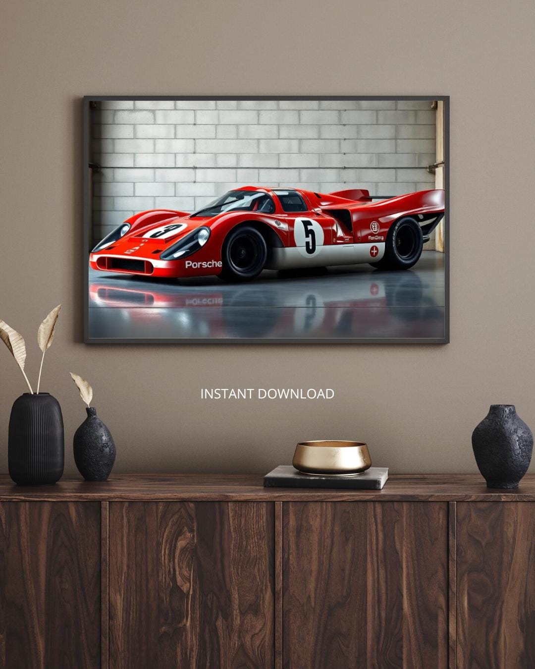 Vintage Rear Engine Sports Car Poster Set of 4, Cinematic Road Scene ...