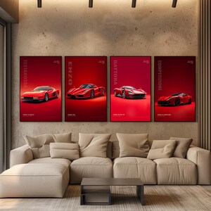 Ferrari Poster Set of 4, Enzo Testarossa 812 Daytona SP3 Wall Art Digital Download, Supercar Print, Car Enthusiast Gift Printable image 14