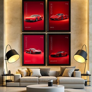 Ferrari Poster Set of 4, Enzo Testarossa 812 Daytona SP3 Wall Art Digital Download, Supercar Print, Car Enthusiast Gift Printable image 13