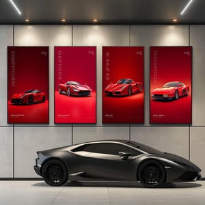 Ferrari Poster Set of 4, Enzo Testarossa 812 Daytona SP3 Wall Art Digital Download, Supercar Print, Car Enthusiast Gift Printable image 8