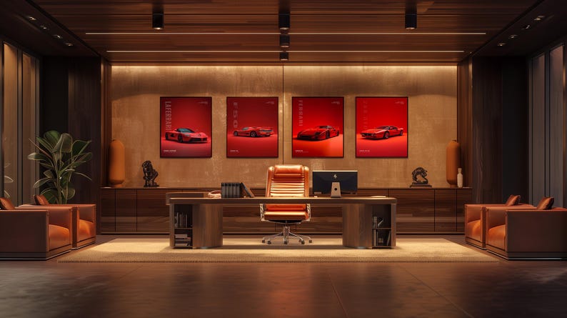Ferrari Poster Set of 4, Wall Art Digital Download, LaFerrari F40 F50 288 GTO Print Bundle, Supercar Garage Decor, Gift for Him image 9