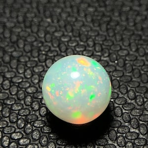 White With Rainbow Fire Ethiopian Opal, 2.20 Carats Loose Sphere, Untreated Genuine Ring Size Gemstone,