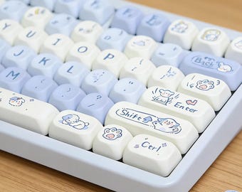 Juego de 131 teclas para juegos con diseño de cachorros, perfil Cherry y teclas mecánicas esféricas redondas QX3, teclas de sublimación PBT.