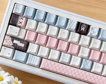 Juego de 128 teclas para gaming Lunar Rosette, teclas de teclado mecánico de sublimación de tinta PBT con perfil Cherry y MOA, ajuste universal.