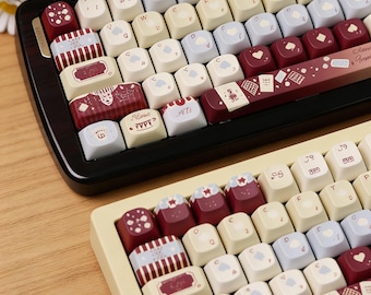 Juego de 130 teclas para juegos Whimsical Circus, teclas de teclado mecánico de sublimación de tinta de 5 lados con perfil Cherry y SOA PBT, un bonito regalo para un amigo.