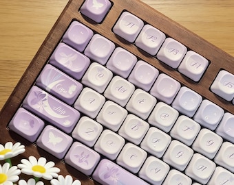 120 Pcs Enchanted Butterfly Iris Gaming Keycap Set, Cherry/XDA/MOA Profile PBT Dye-Sublimation Mechanical Keyboard Keycaps, For Office Use