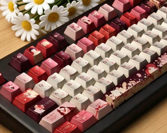 120 teclas para juegos Scarlet Vintage Tale, teclas de teclado mecánico de sublimación de tinta PBT con perfil Cherry y MOA, un regalo único para amigos.