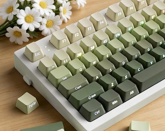 Set di 136 tasti da gioco con gradiente Oolong Green Grape, set di tasti per tastiera traslucidi PBT con profilo Cherry, stampaggio a iniezione a doppio colpo