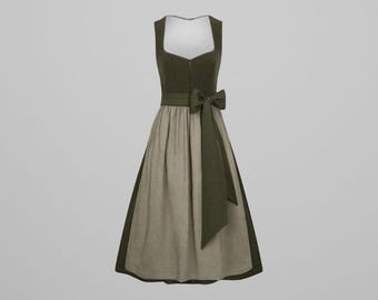 Elegante vestido bávaro Dirndl verde para mujer, traje folclórico tradicional del Oktoberfest.