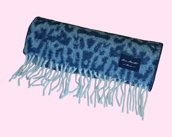 vintage en laine Luca Moretti Firenze | Imprimé léopard | Designer italienne | Accessoire d'hiver