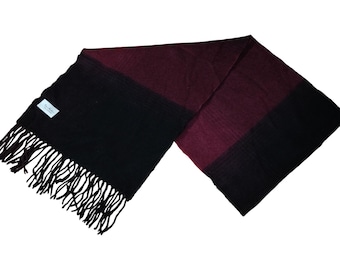 vintage en cachemire Enzo Mantovani | Bordeaux et noir | Designer italienne | Accessoire d'hiver de luxe