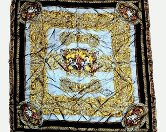 Vintage Atelier Versace Cupid Baroque Chariot Silk Square Scarf | Made in Italy