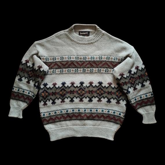 Vintage Timberland Weathergear Fair Isle Wool Alpaca Sweater | Oversized Winter Knit Jumper | 90s Grunge Nordic Pullover | Made in Italy