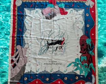 Vintage Tintin HERGÉ/MOULINSART 1996 Seidentuch | Le Tresor von Rackham Le Rouge | Seltene Erzählung Sammlerdruck | Hergestellt in Frankreich