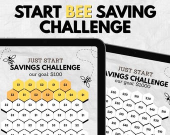 Savings Challenge Printable Tracker iPad & US Letter/A4 PDF