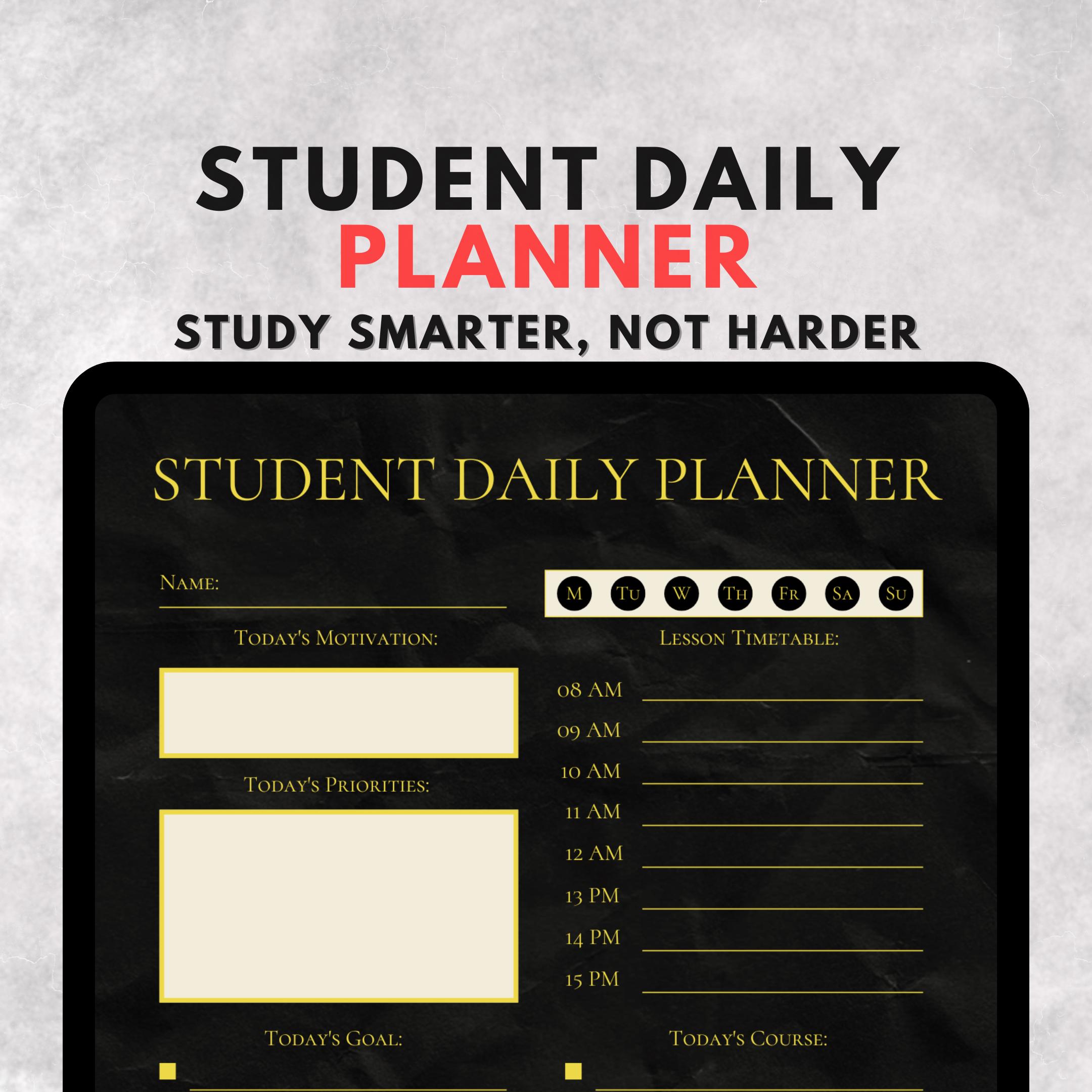 Student Daily Study Planner Printable & Digital Undated - Etsy