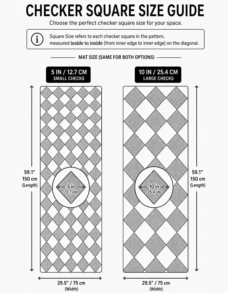 Cream Checkered Floor Mat, Easy Clean Marble Kitchen Vinly Runner - Etsy