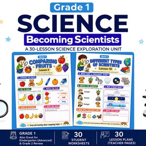 Grade 1 Science Worksheets | First Grade Homeschool Unit 1 | No Prep Five Senses Activities | Kindergarten Printables | Back to School