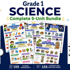 Grade 1 Science Worksheets Bundle | Homeschool Science Curriculum | Printable Science Units for Kindergarten | Back to School