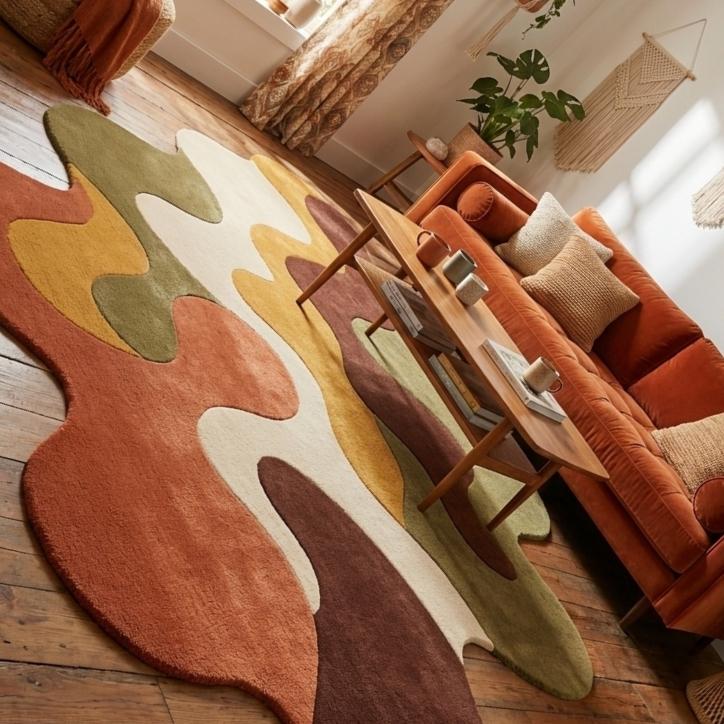 Hand Tufted Abstract Rug | Boho Wavy Design, 5x7 Ft - Etsy