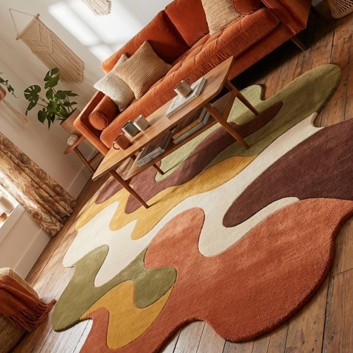 Hand Tufted Abstract Rug | Boho Wavy Design, 5x7 Ft - Etsy
