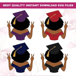 Senior Black Woman svg png,Black Girl Graduation SVG,African American Graduation Girl png,Graduation Cap purple gold clipart,Cricut files
