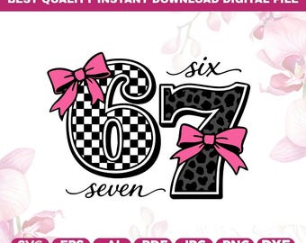 Number 67 Png, Checkered 67 svg Png,Sports Jersey Team 67th Birthday Png,Leopard 67 Png,67 Trendy Png,Sport 67,Six Seven Ice Cream drip
