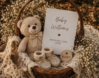 Neutral Baby Announcement Digital Pregnancy, Minimalist Baby Announcement, Gender Neutral Social Media Baby Reveal Modern Announcement
