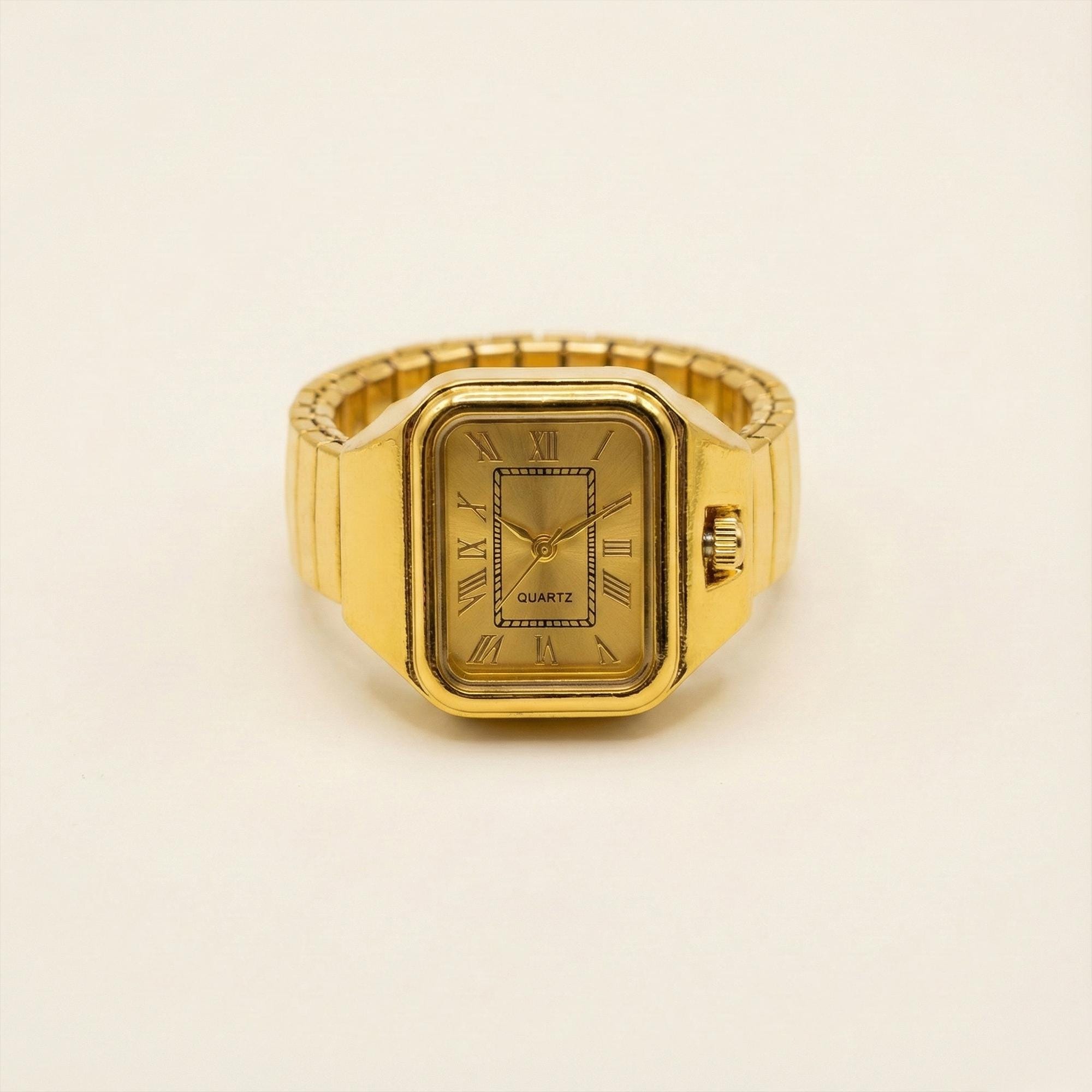 Verre De Montre Vintage Avec Bague Dorée Quadrillée - Diamètre 31,8mm - Neuf