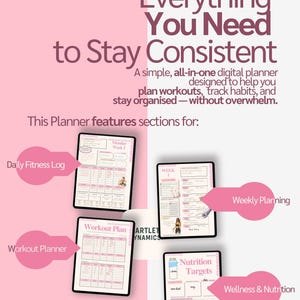 Digital Fitness Planner | 4 Week Workout and Weight Loss Journal | Trainer Designed Health and Meal Tracker for iPad, Android, GoodNotes image 8