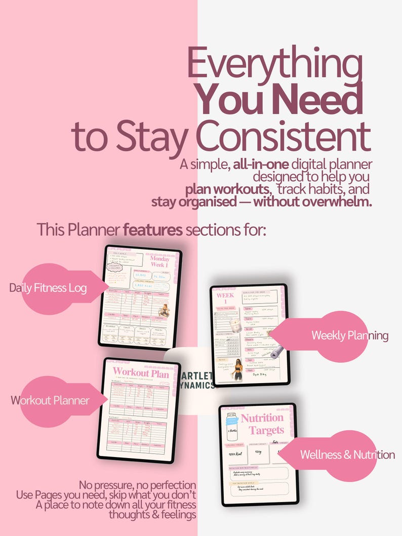 Digital Fitness Planner | 4 Week Workout and Weight Loss Journal | Trainer Designed Health and Meal Tracker for iPad, Android, GoodNotes image 8