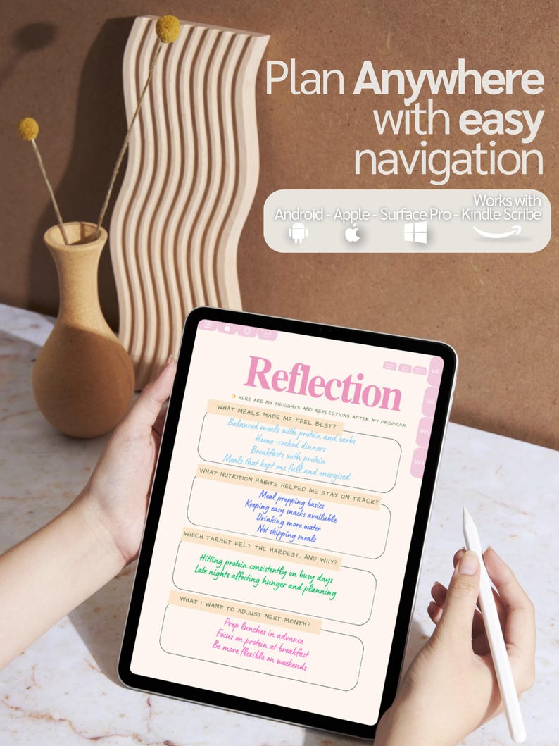 Digital Fitness Planner | 4 Week Workout and Weight Loss Journal | Trainer Designed Health and Meal Tracker for iPad, Android, GoodNotes image 7